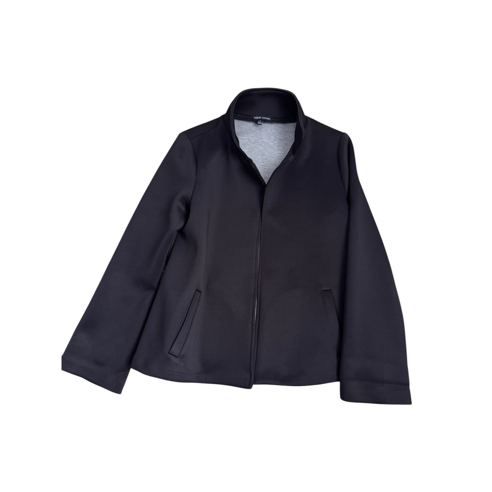 Robert Kitchen‎ Womens Black Open Front Jacket Stand Collar Size Small